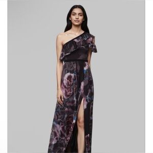 Fuzzi Tulle One Shoulder Floral Maxi Dress